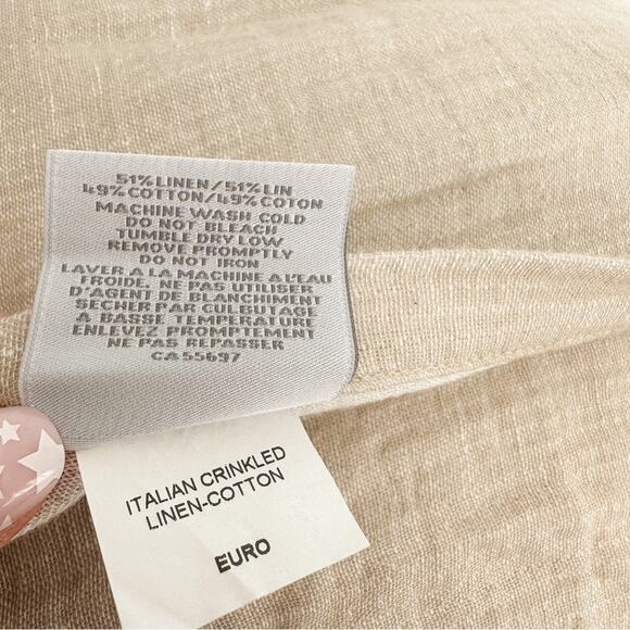 Set of 2 Restoration Hardware Crinkled Linen-Cotton Euro Shams - Picture 7 of 11